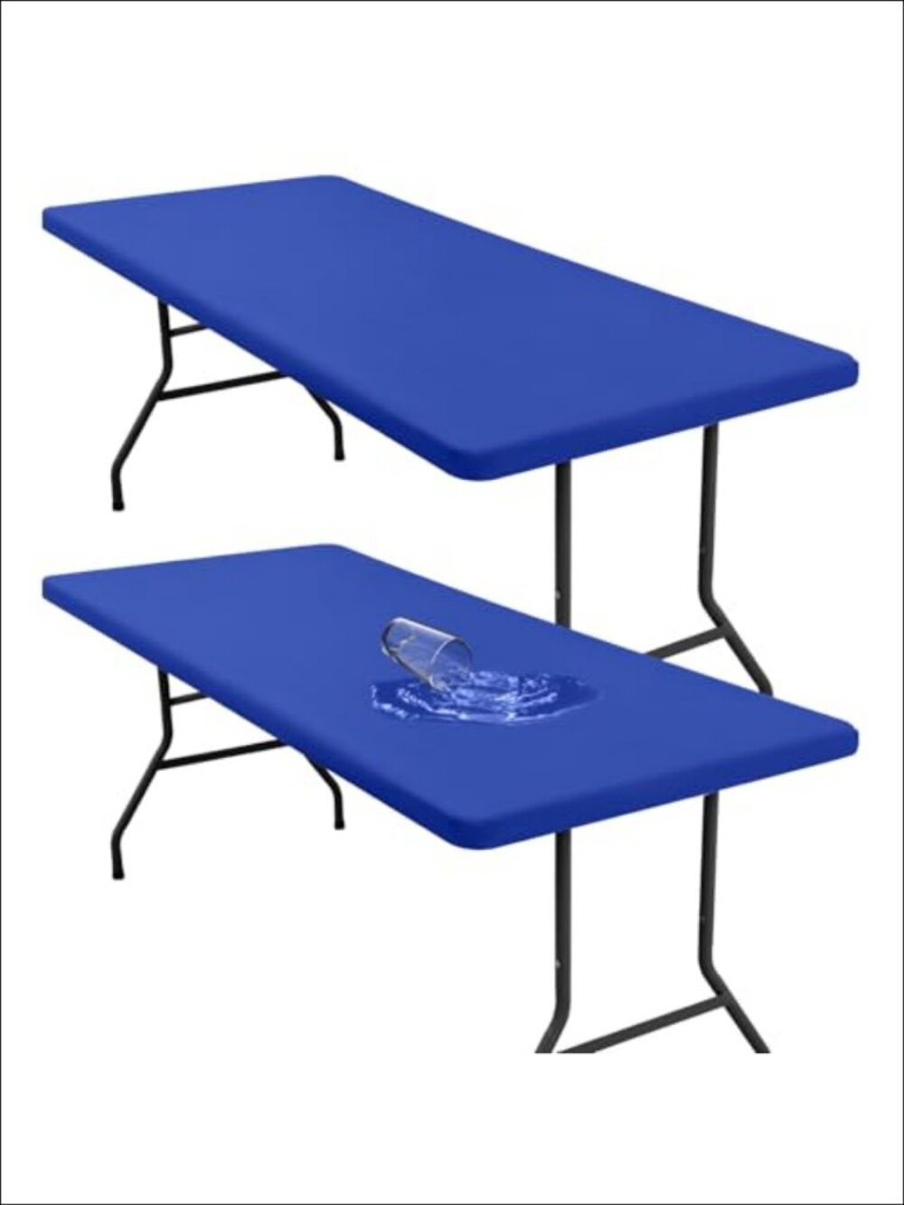 2 Pack Fitted Tablecloth Waterproof Polyester Rectangle 72x30 Indoor Outdoor